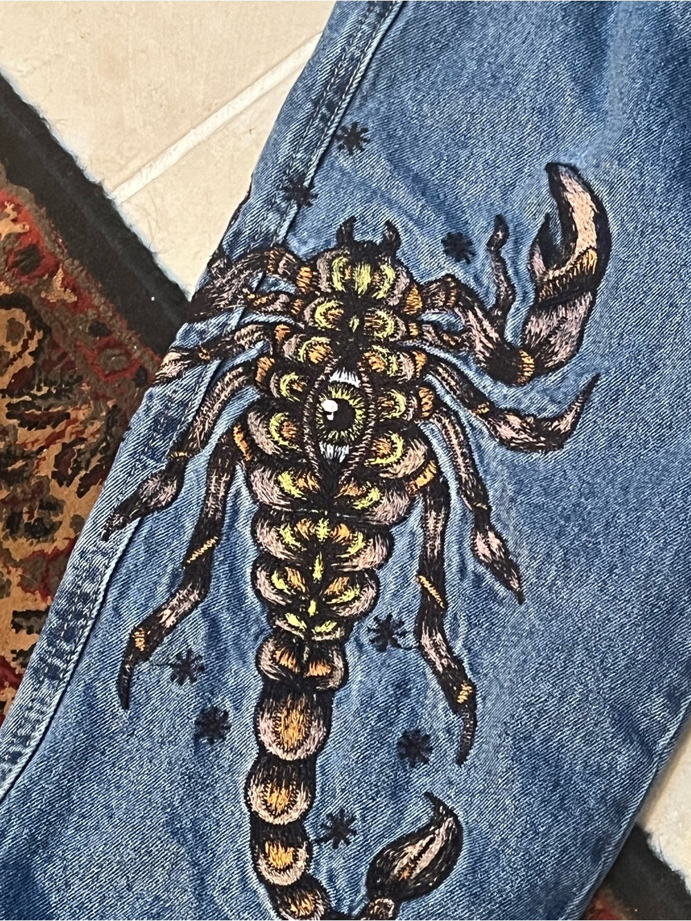 Woman’s GMPYRE Denim Jeans with Scorpion Embroidery